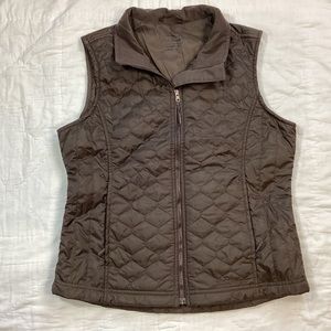 Girls LL Bean Thinsulate Quilted Zip Vest Brown Large 14-16.